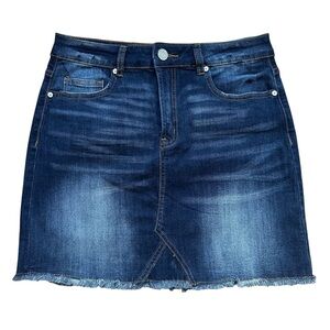 NWT Indigo Rein Dark Blue Denim Mini Skirt Coastal Cowgirl Festival Fashion